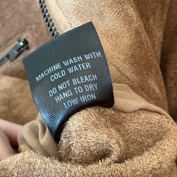 Olivaceous Brown Faux Suede Moto Jacket Size Large | Soft Zip-Up Biker Style - Picture 5 of 14